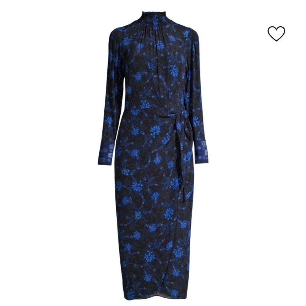 Kobi Halperin Black and Blue Floral Long Sleeve Dress